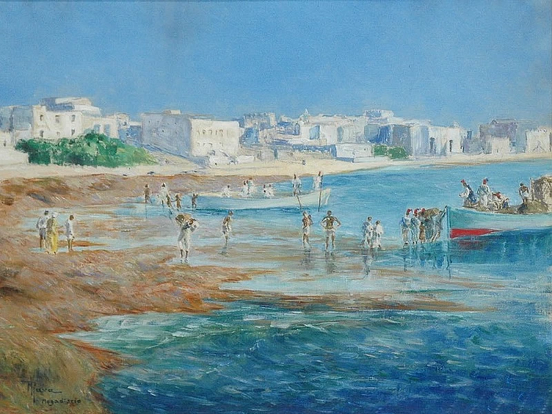 1878-Maurizio Rava - La spiaggia di Mogadiscio